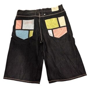 COOGI Men's Multicolor Patch Jean baggy Shorts  waist 38